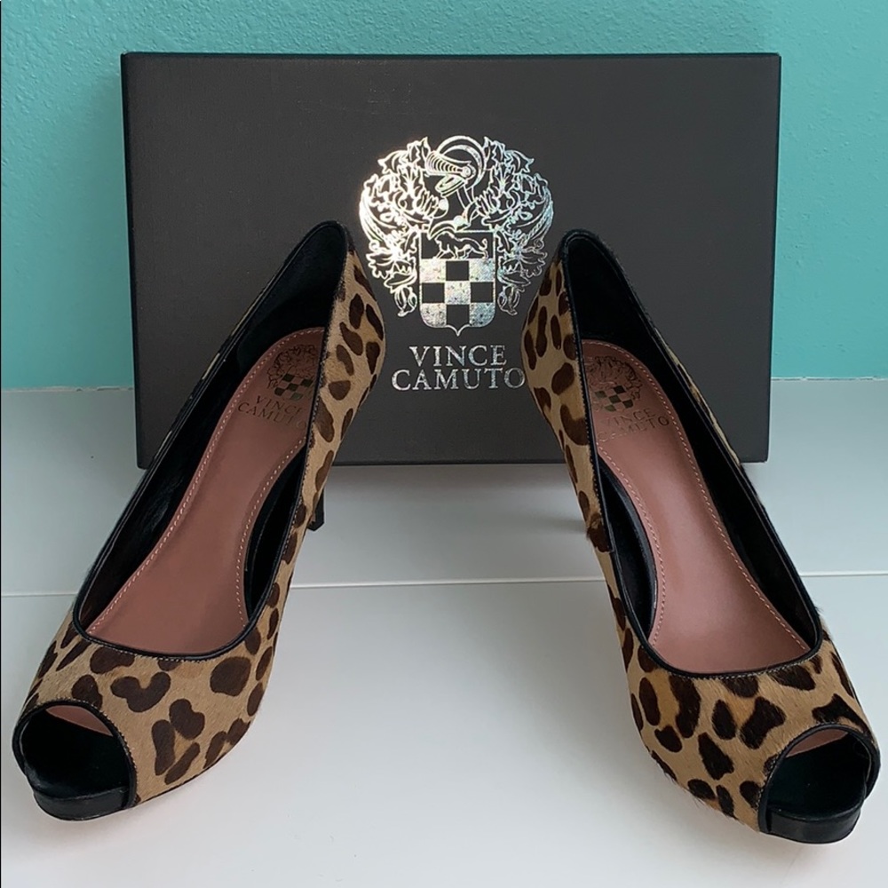 Leopard Pony Open Toe Heels